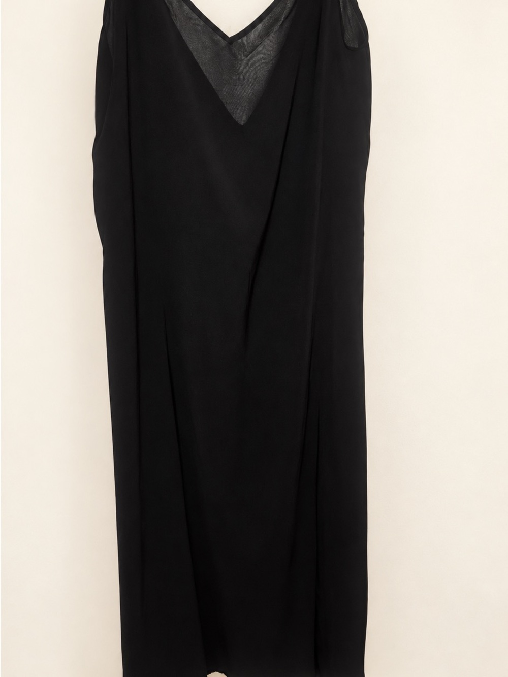 SHEIN Black Maxi Dress with Sheer V-Accent
